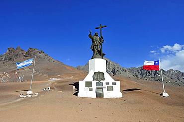 Statue of Cristo Redentor de los Andes, Christ Redeemer of the Andes, Paso de la Cumbre, near Uspallata, Mendoza Province, Argentina, South America