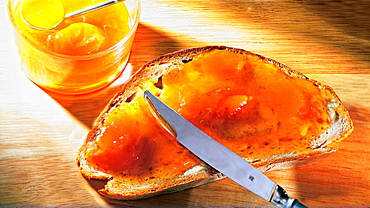 Breakfast, bread with jam, Germany, Europe