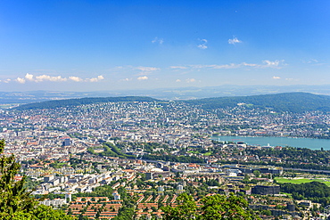 View from the Uetliberg to the city of Zurich and Lake Zurich, Top of Zurich, Canton Zurich, Switzerland, Europe