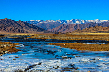 Buyant river with mountain Khukhu serkh, Khovd province Mongolia