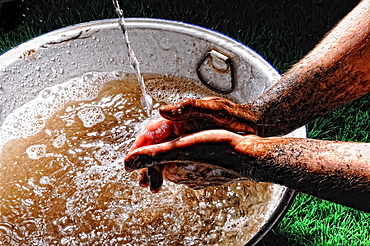 Man hands, washing hands, Germany, Europe