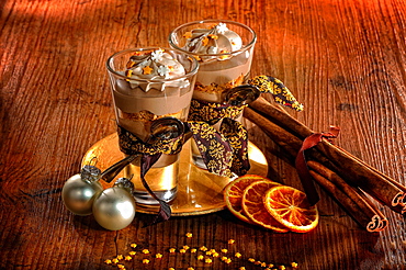 Chocolate dessert, dessert, dessert, Christmas decorations, Germany, Europe