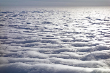 Closed cloud cover, above the clouds, seen from an airplane, Germany, Europe
