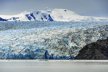 The Grey Glacier flows into Lake Grey, Torres del Paine National Park, Patagonia, Chile, South America