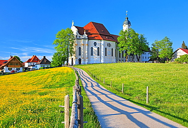 Pilgrimage Church, Wieskirche, Steingaden, Romantic Road, Pfaffenwinkel, Upper Bavaria, Bavaria, Germany, Europe