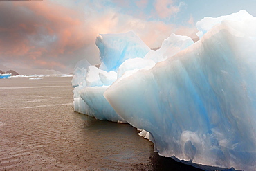 Iceberg pattern, Jorge Montt Tidewater Glacier, Caleta Tortel, Aysen Region, Patagonia, Chile, South America