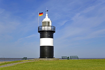 Lighthouse Kleiner Preusse at the port of Wremen, Wurster North Sea coast, Lower Saxony, Germany, Europe