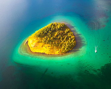 Island in Khuvsgul Lake. Khuvsgul province, Mongolia, Asia