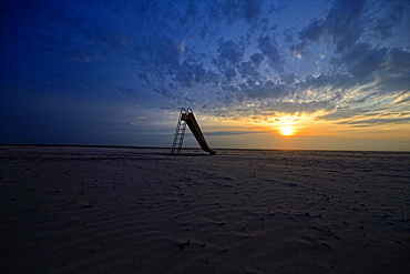 Dramatic sunset on the beach, Langeoog, East Frisian Islands, Germany, Europe