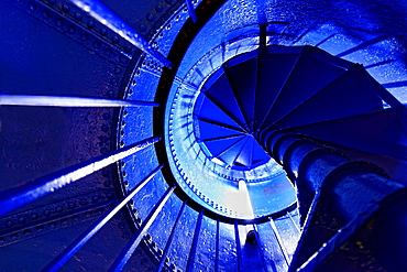 Stairs from below, water tower, Langeoog, North Sea, East Frisian Islands, Lower Saxony, North Germany, Germany, Europe