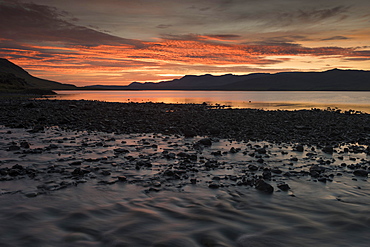 Evening mood, Hvalfjoerour or Walfjord, Southern Iceland, Iceland, Europe
