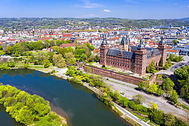 Aerial view, Johannisburg Castle, Renaissance Castle, Aschaffenburg, Lower Franconia, Franconia, Bavaria, Germany, Europe