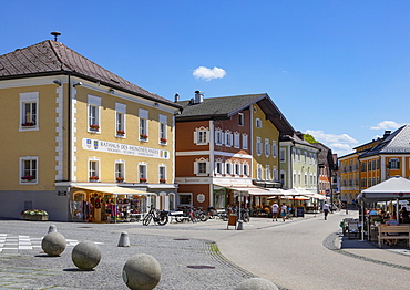 Marketplace with community centres, Mondsee, Salzkammergut, Upper Austria, Austria, Europe