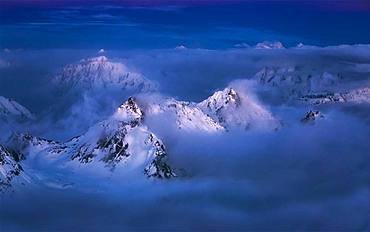 Majestc Caucasus mountains looking from mt. Elbrus. Caucasus mountains region, Russia, Europe