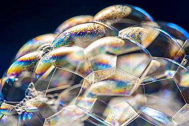 Soap bubbles, foam, light reflected in all colours