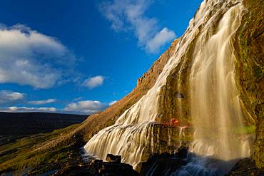 Dynjandifoss or Fjallfoss, largest waterfall of the Westfjords, Northwest Iceland, Iceland, Europe