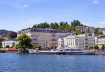 Historic paddle steamer Gisela, Gmunden, Lake Traun, Salzkammergut, Upper Austria, Austria, Europe