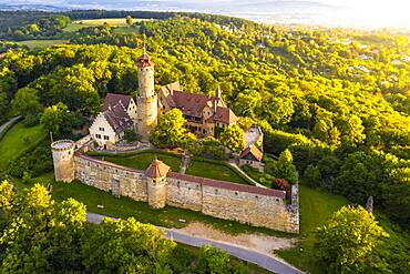 Drone photo, Altenburg, medieval hilltop castle, Bamberg, Steigerwaldhoehe, Upper Franconia, Franconia, Germany, Europe