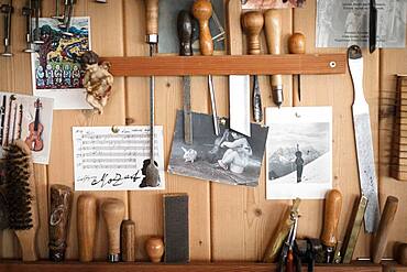 Tools, master violin maker Rainer W. Leonhardt, Mittenwald, Bavaria, Germany, Europe