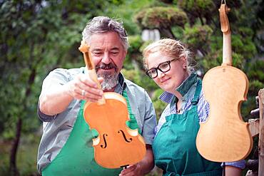 Collaborator and master violin maker Rainer W. Leonhardt, Mittenwald, Bavaria, Germany, Europe