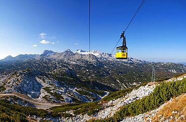 Panoramic view to the mountain station Gjaid and to the Hohen Dachstein, Dachstein massif, Krippenstein cable car, Obertraun, Salzkammergut, Upper Austria, Austria, Europe