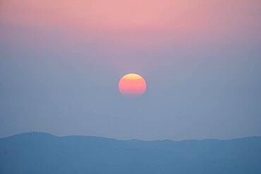 Sunset from the Su Taung Pyae Pagoda, Mandalay Hill, Myanmar, Asia