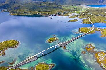 Bridge over Fjord near Fredvang, Lofoten, Norway, Europe