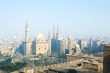 The mosque and madrassa of sultan Hassan, view from the Citadel of Cairo, Egypt, Africa