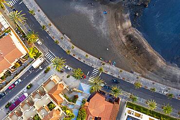 Beach Charco del Conde, La Puntilla, Valle Gran Rey, drone recording, La Gomera, Canary Islands, Spain, Europe