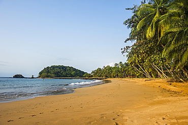 Beautiful beach in the Bom Bom Resort, Unesco Biosphere reserve, Principe, Sao Tome and Principe, Atlantic Ocean, Africa