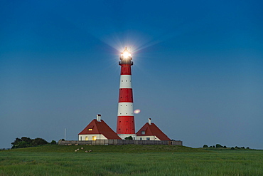 Westerhever Lighthouse, Wadden Sea National Park, North Sea, North Frisia, Schleswig-Holstein, Germany, Europe