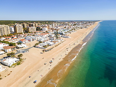 Aerial view of Islantilla, a seaside town full of resorts, Lepe, Huelva, Spain, Europe