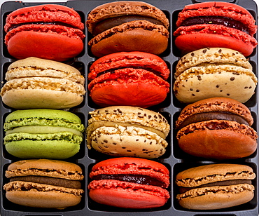 Multicolored macaroons, France, Europe
