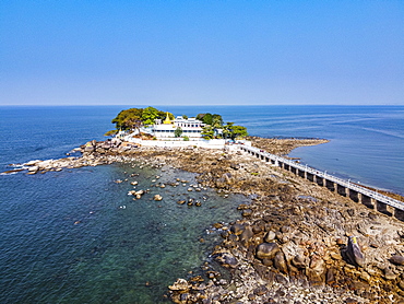 Aerial from the Myaw Yit Pagoda in the ocean near Dawei, Mon state, Myanmar, Tanintharyi Region, Myanmar, Asia