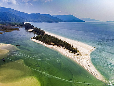 Aerial of Tizit beach, Dawei, Mon state, Myanmar, Launglon, Tanintharyi Region, Myanmar, Asia