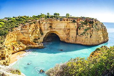 Rock formation, Vale Covo Beach, Algarve, Portugal, Europe