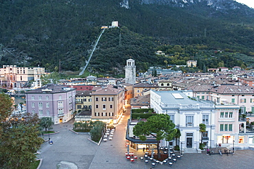 View of the center of Riva del Garda from the castle Rocca di Riva, Reiff, Bastione ruins behind, Lake Garda, Province of Trento, Trentino, Italy, Europe