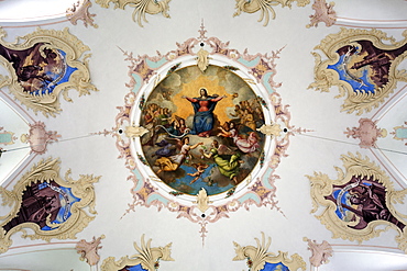 Ceiling fresco Loretto Chapel, Oberstdorf, Oberallgaeu, Allgaeu, Bavaria, Germany, Europe