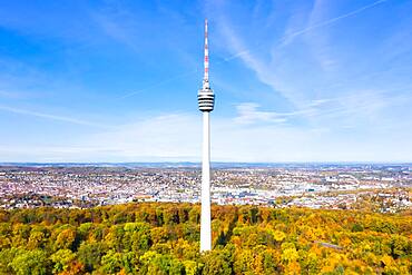 Television Tower Stuttgart Skyline Aerial View City Architecture in Stuttgart, Germany, Europe