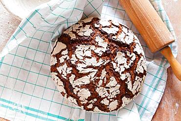 Home-made organic sourdough bread, Austria, Europe