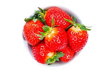 Strawberries berries from above clipping frame on a white background