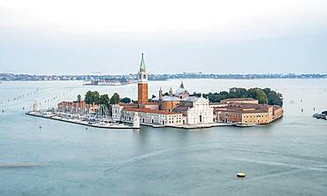 Island Isola di San Giorgio Maggiore with church San Giorgio Maggiore, view from the bell tower Campanile di San Marco on Venice, Venice, Veneto, Italy, Europe