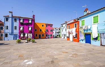 Colorful houses, colorful house facades, Burano Island, Venice, Veneto, Italy, Europe