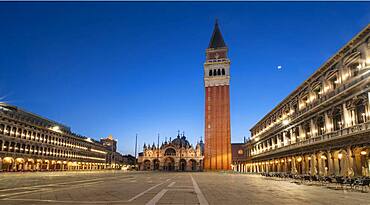 St. Mark's Square with Campanile di San Marco in morning atmosphere, Venice, Veneto, Italy, Europe