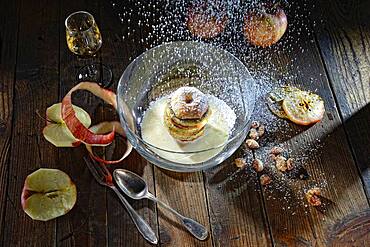 Swabian pastry, Ofenschlupfe in bowl, on wooden table