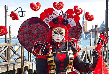 Woman in carnival constume and mask, carnival in Venice, Venice, Italy, Europe