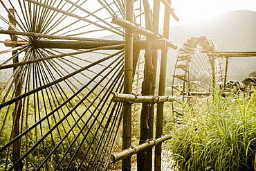 Irrigation of the rice terraces in Pu Luong, Vietnam, Asia