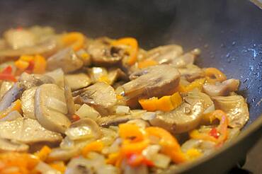 Mushroom and vegetable sauté with steam