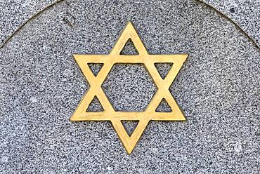 Star of David on a gravestone, New Jewish Cemetery, Nuremberg, Middle Franconia, Bavaria, Germany, Europe