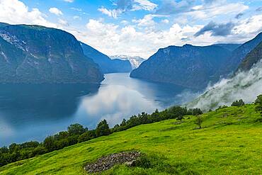 Overlook over Aurlandsfjord, Aurland, Norway, Europe